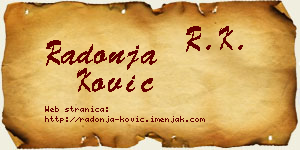 Radonja Ković vizit kartica
